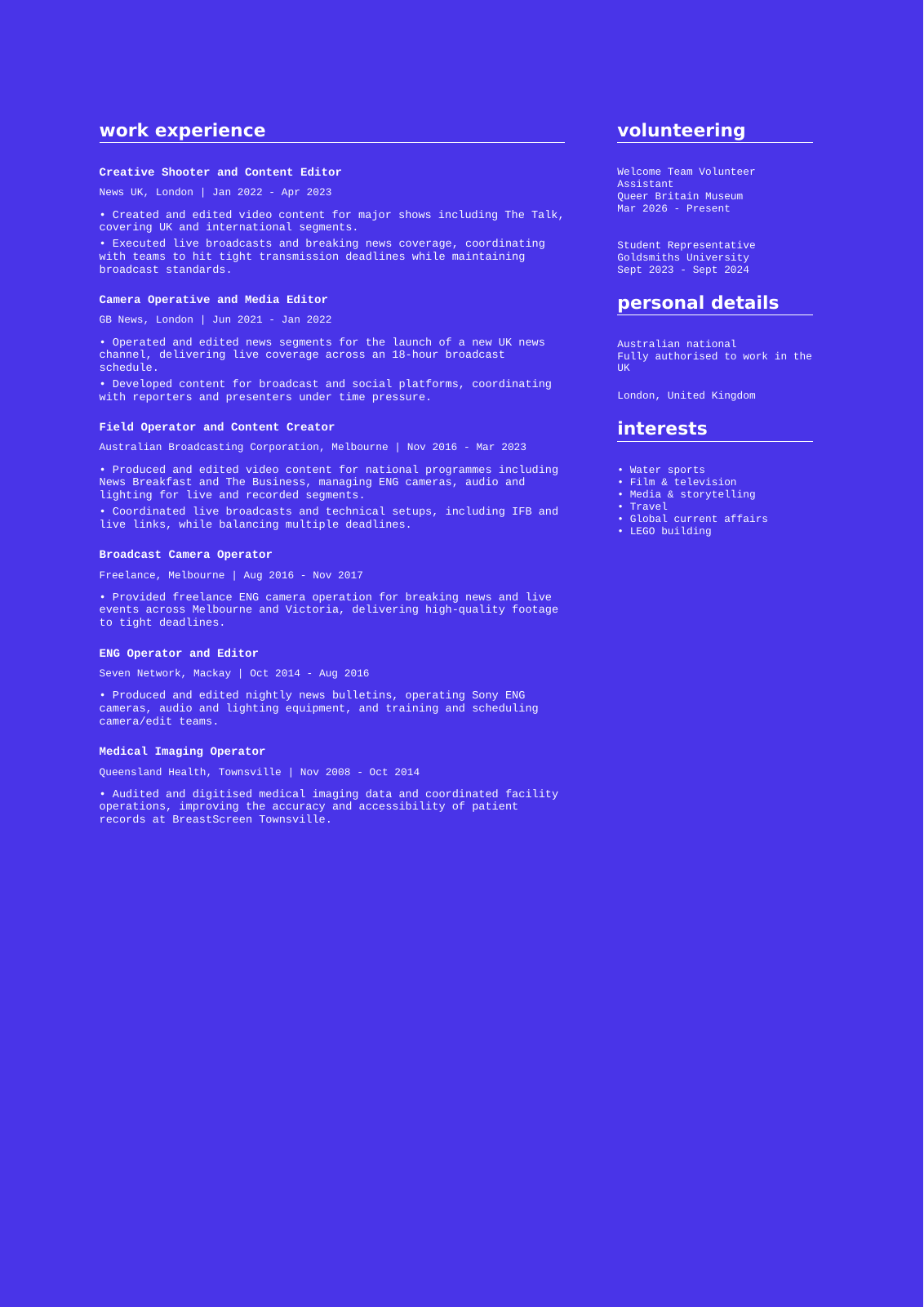 Gemma Hall CV, page 2